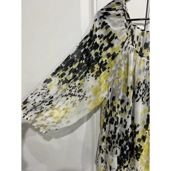 Multicolor Sheer Blouse With Elastic Hem & 3/4 Sleeves By The Limited Size XL - Picture 5 of 11